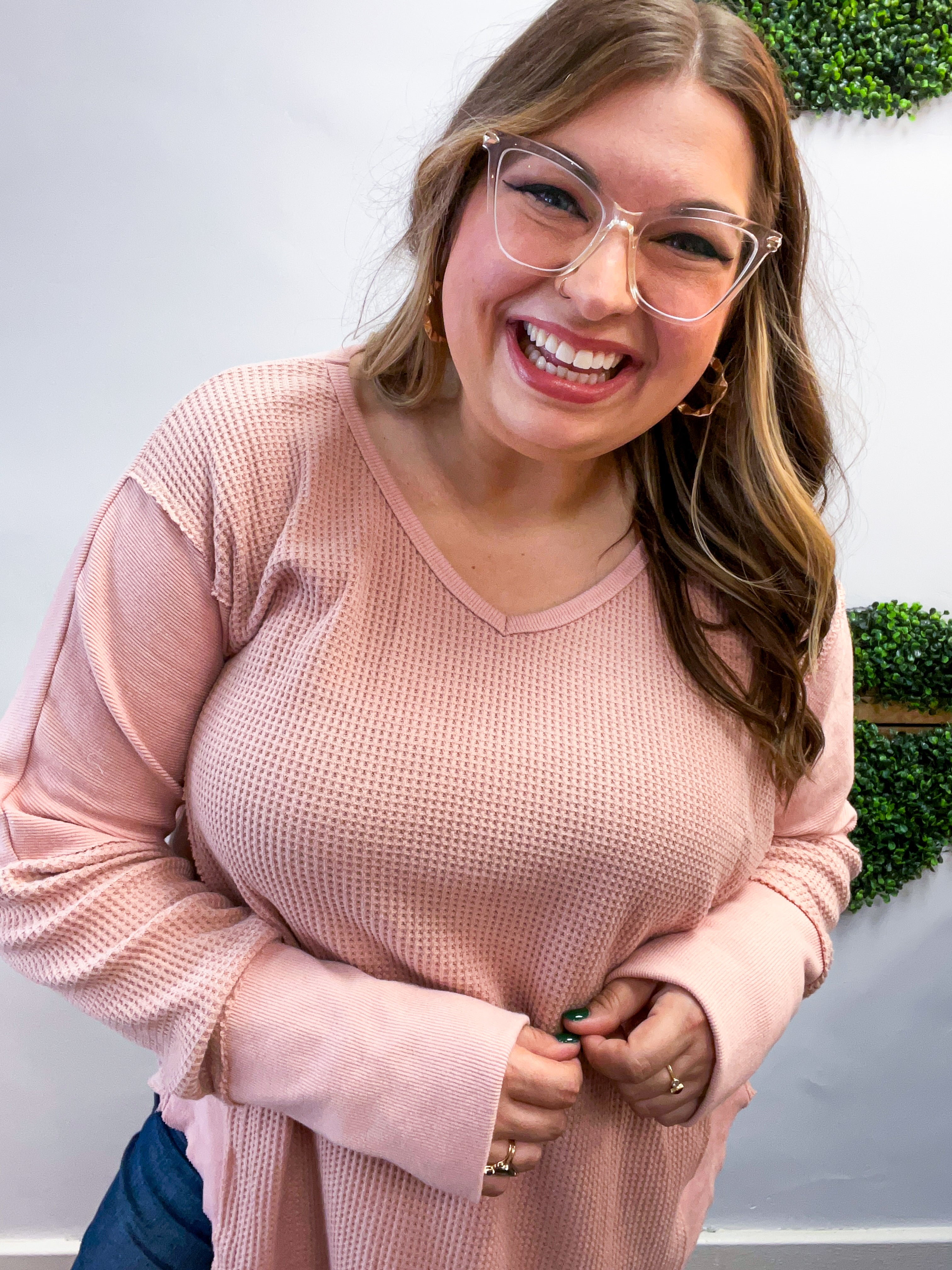 Toasty Textures Waffle Top in Mauve