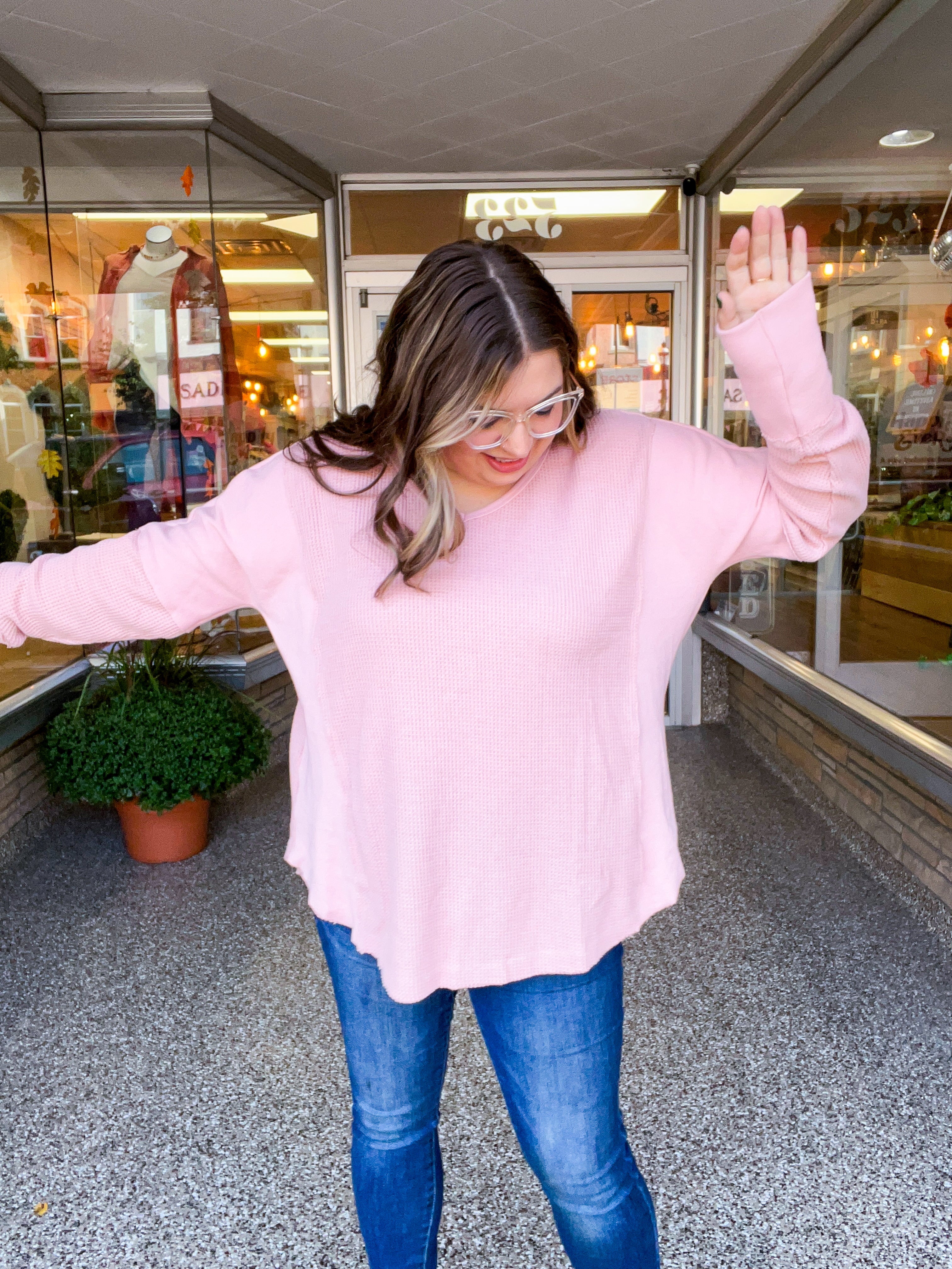 Toasty Textures Waffle Top in Mauve