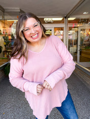 Toasty Textures Waffle Top in Mauve