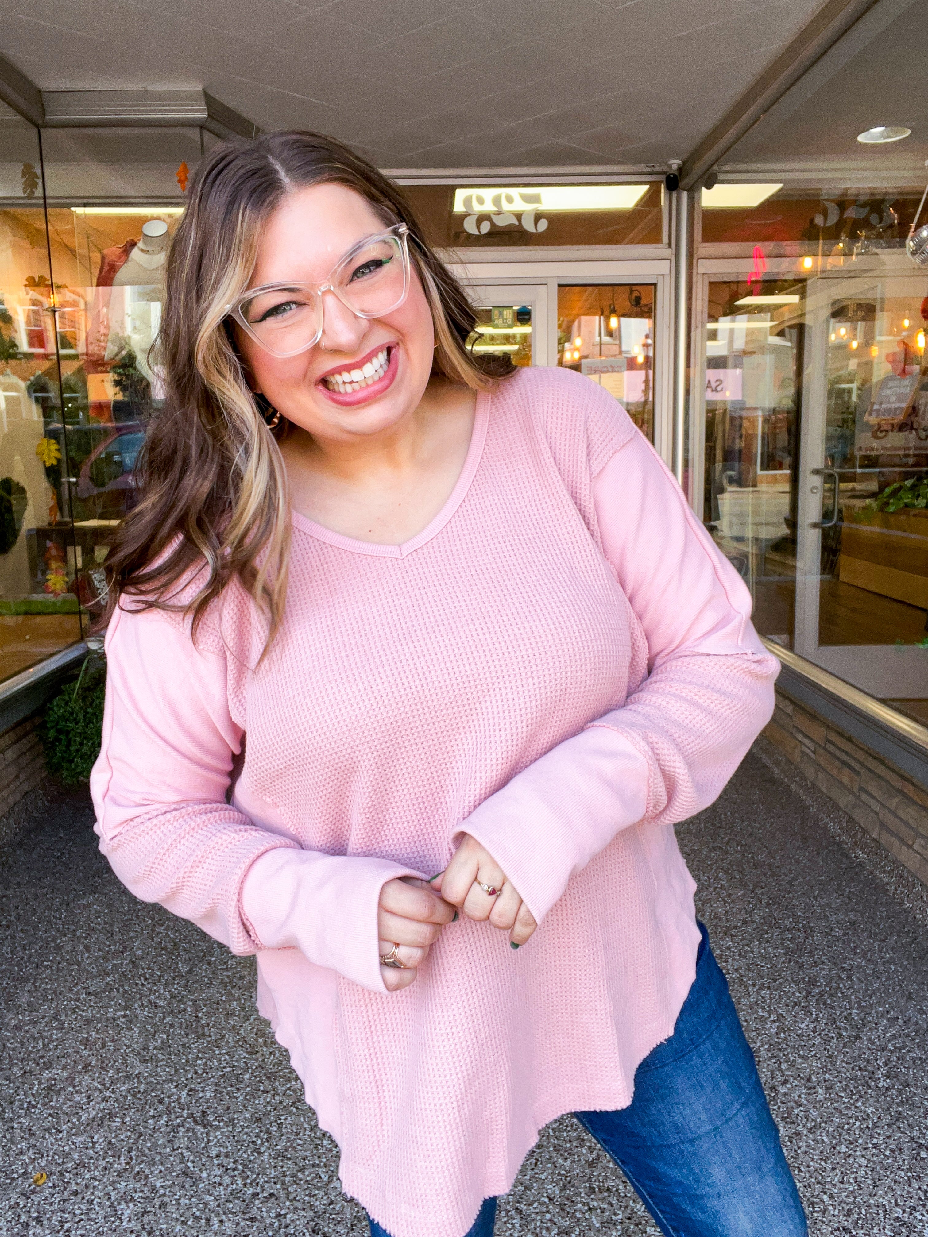 Toasty Textures Waffle Top in Mauve