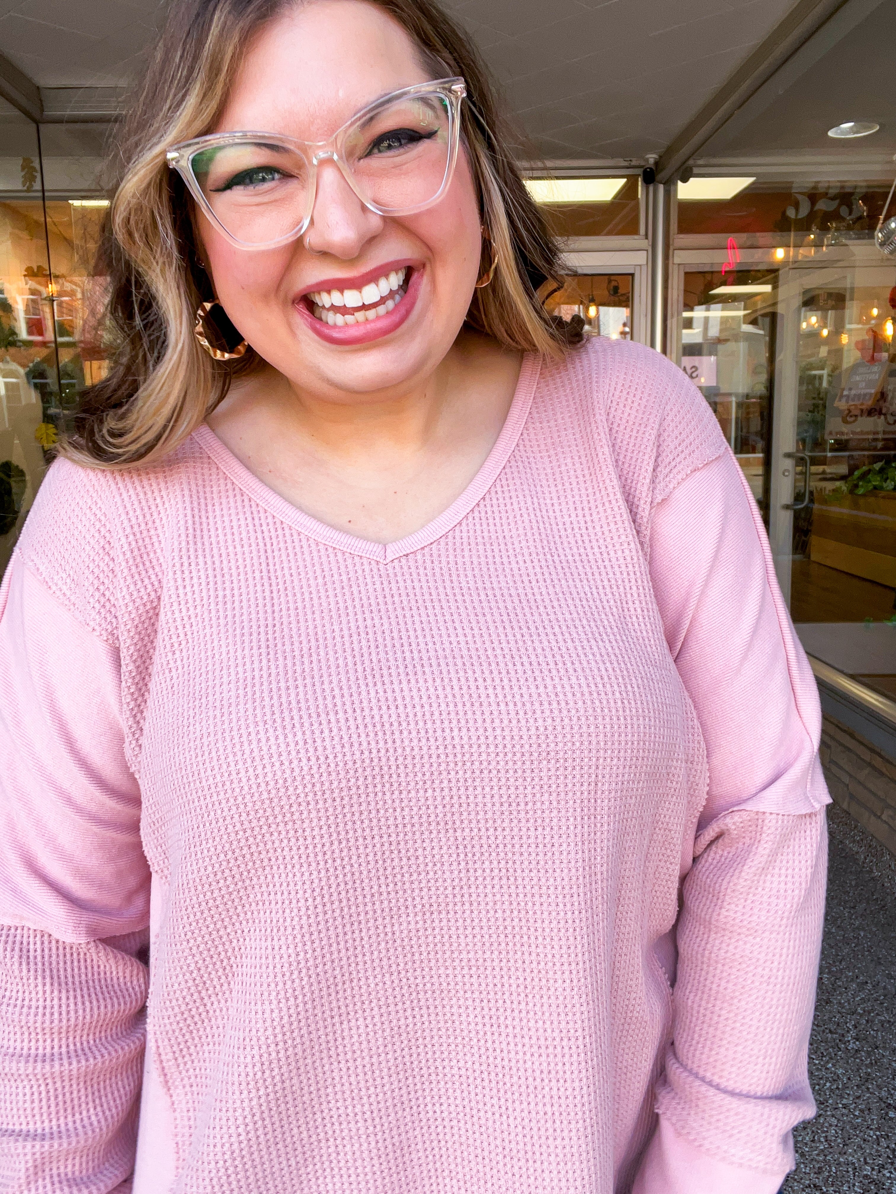 Toasty Textures Waffle Top in Mauve