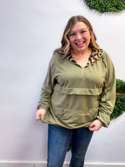 Stay Wild Quarter Zip Hoodie in Olive