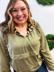 Stay Wild Quarter Zip Hoodie in Olive