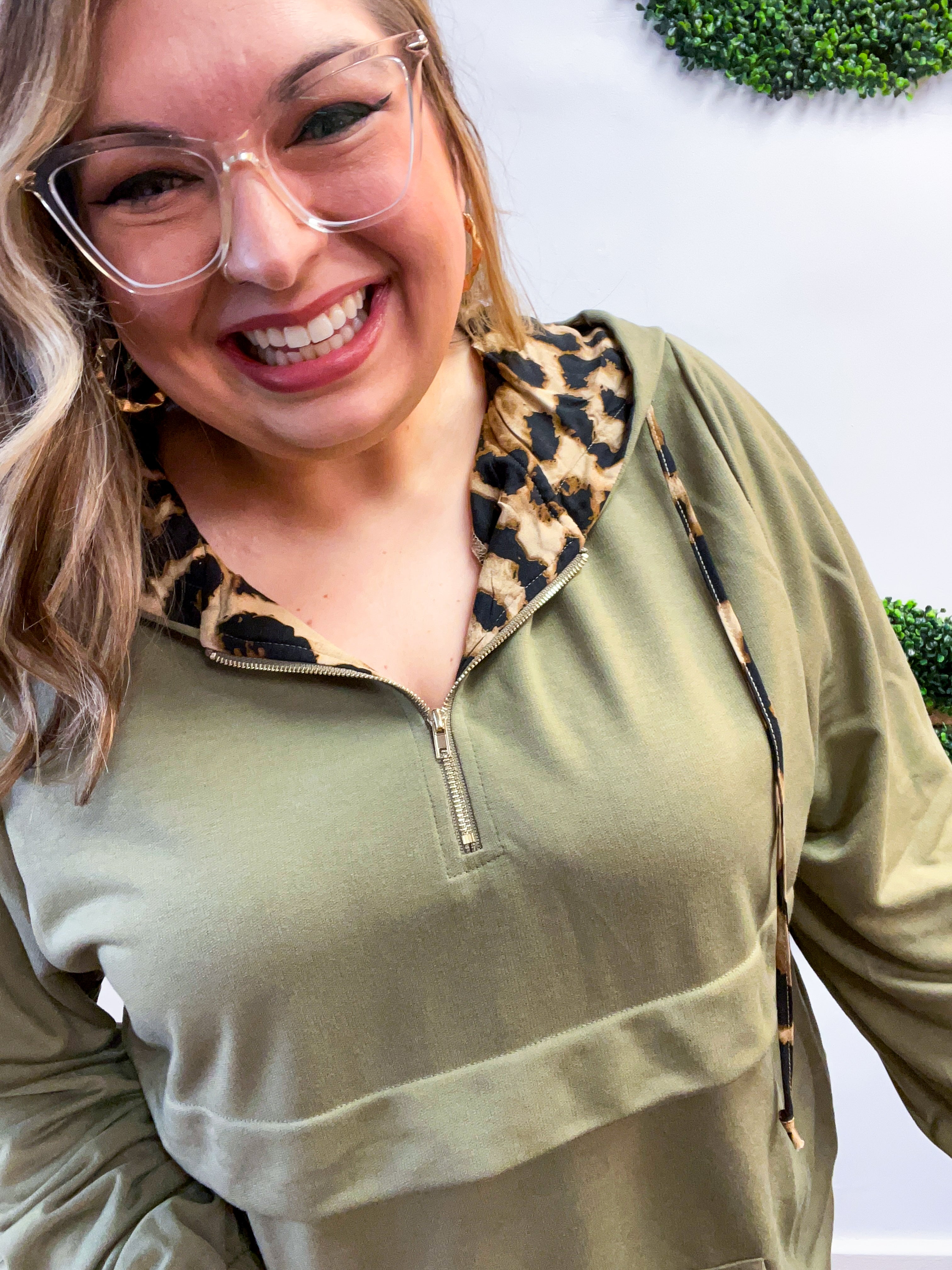 Stay Wild Quarter Zip Hoodie in Olive