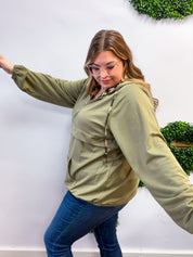Stay Wild Quarter Zip Hoodie in Olive
