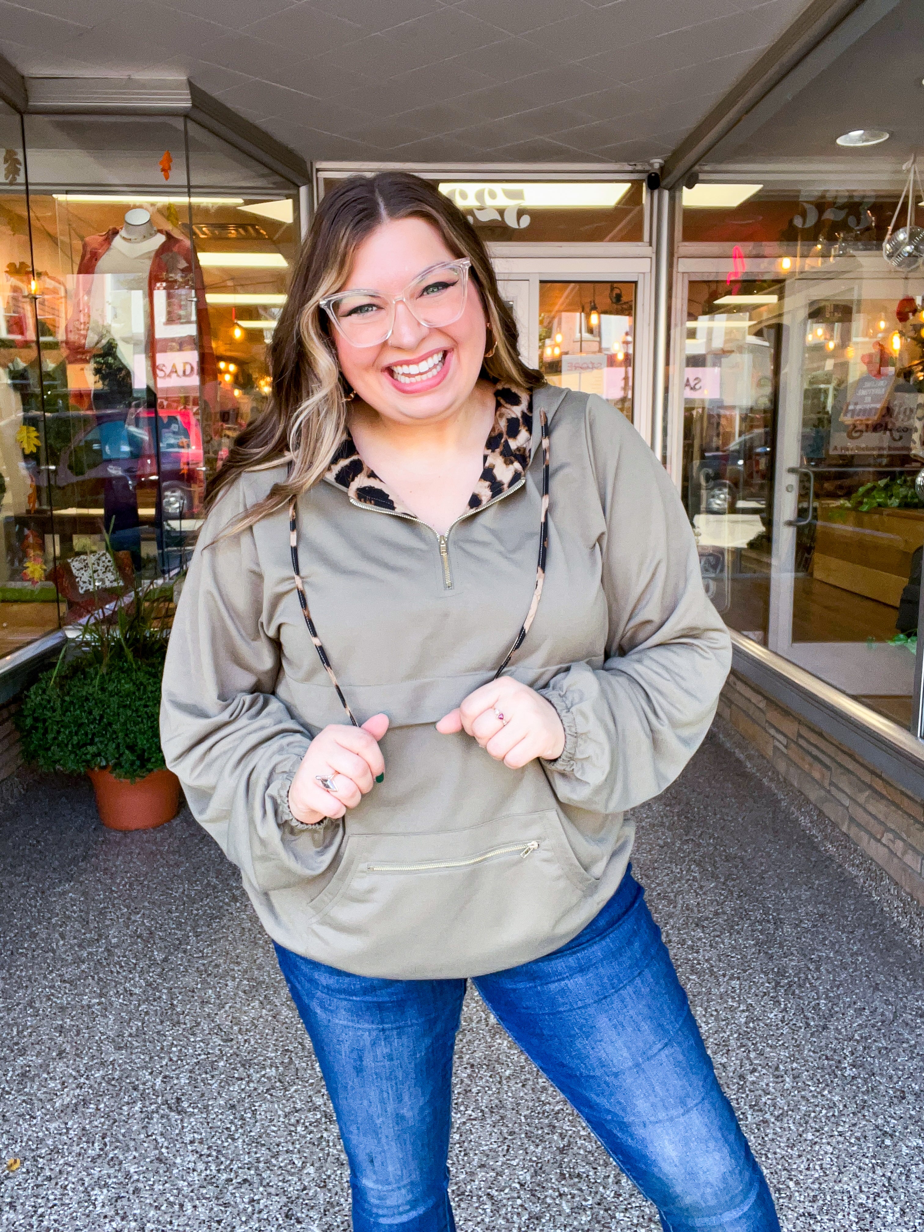 Stay Wild Quarter Zip Hoodie in Olive