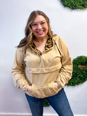 Stay Wild Quarter Zip Hoodie in Taupe