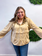 Stay Wild Quarter Zip Hoodie in Taupe