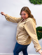 Stay Wild Quarter Zip Hoodie in Taupe