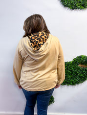 Stay Wild Quarter Zip Hoodie in Taupe
