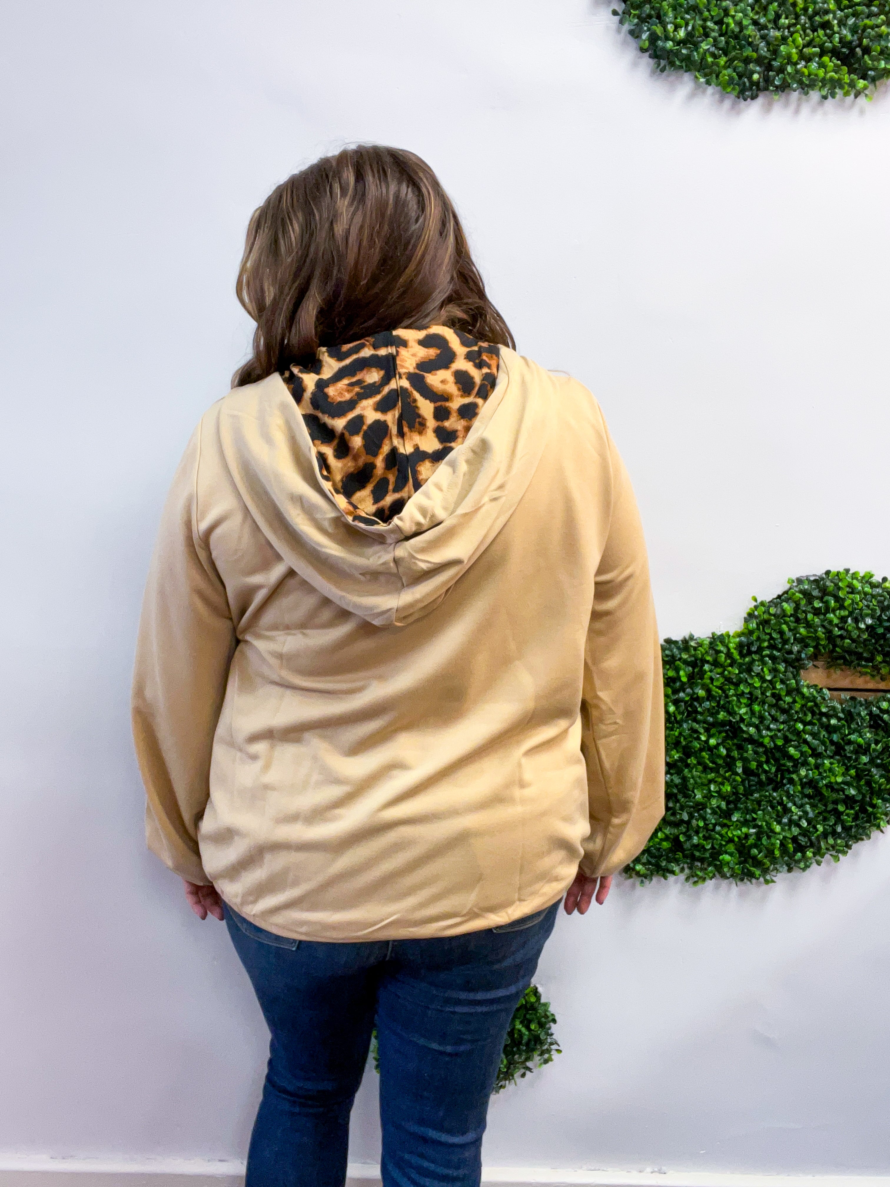 Stay Wild Quarter Zip Hoodie in Taupe