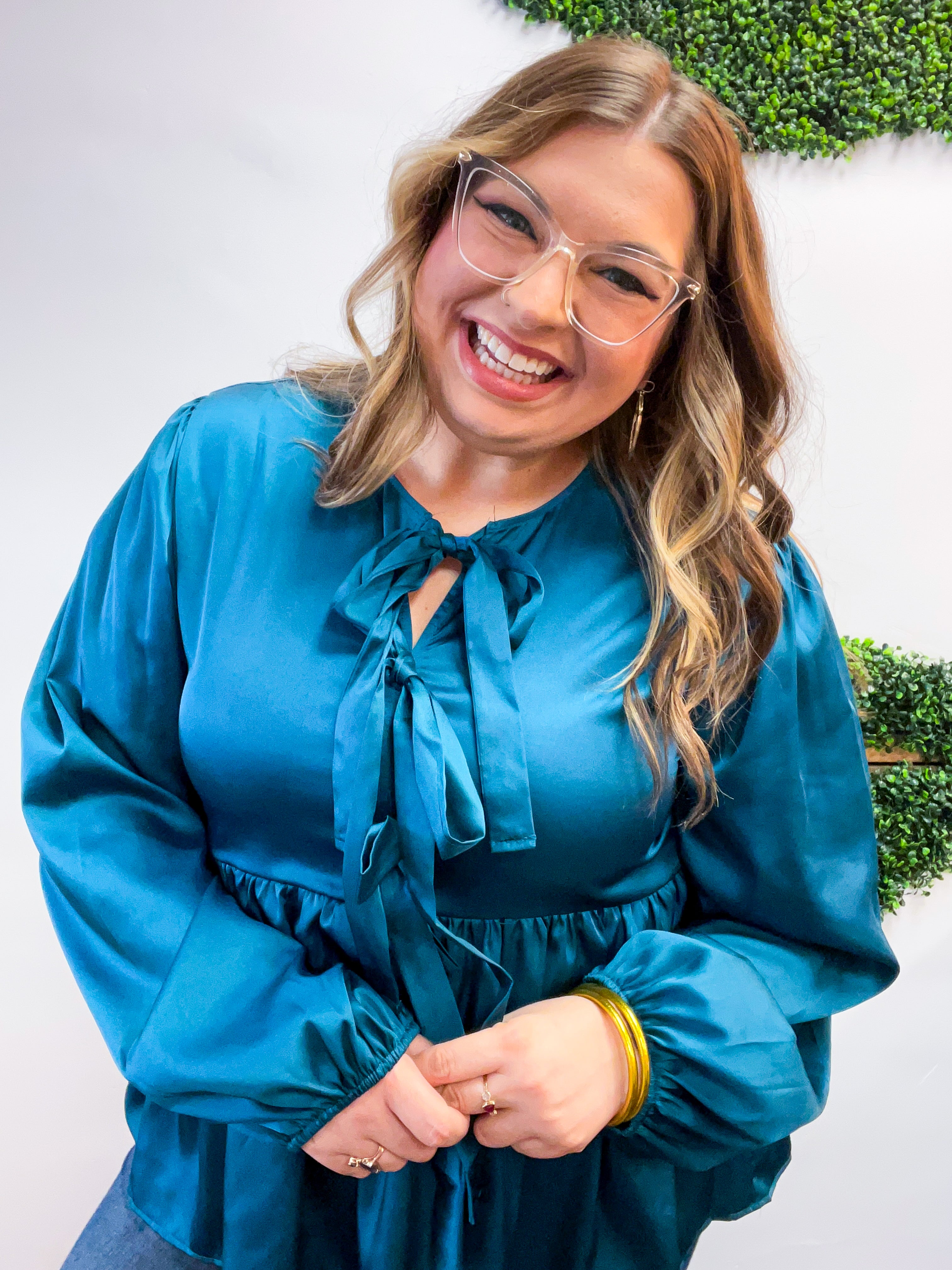 Prairie Bow Blouse in Teal