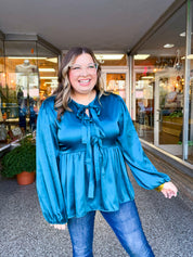 Prairie Bow Blouse in Teal