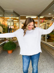 The Textured Take Raised Rib Long Sleeve Top in Silver