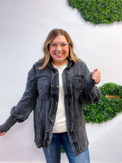 Rustic Ruffles Shacket in Black