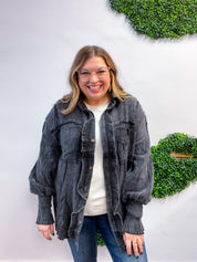 Rustic Ruffles Shacket in Black