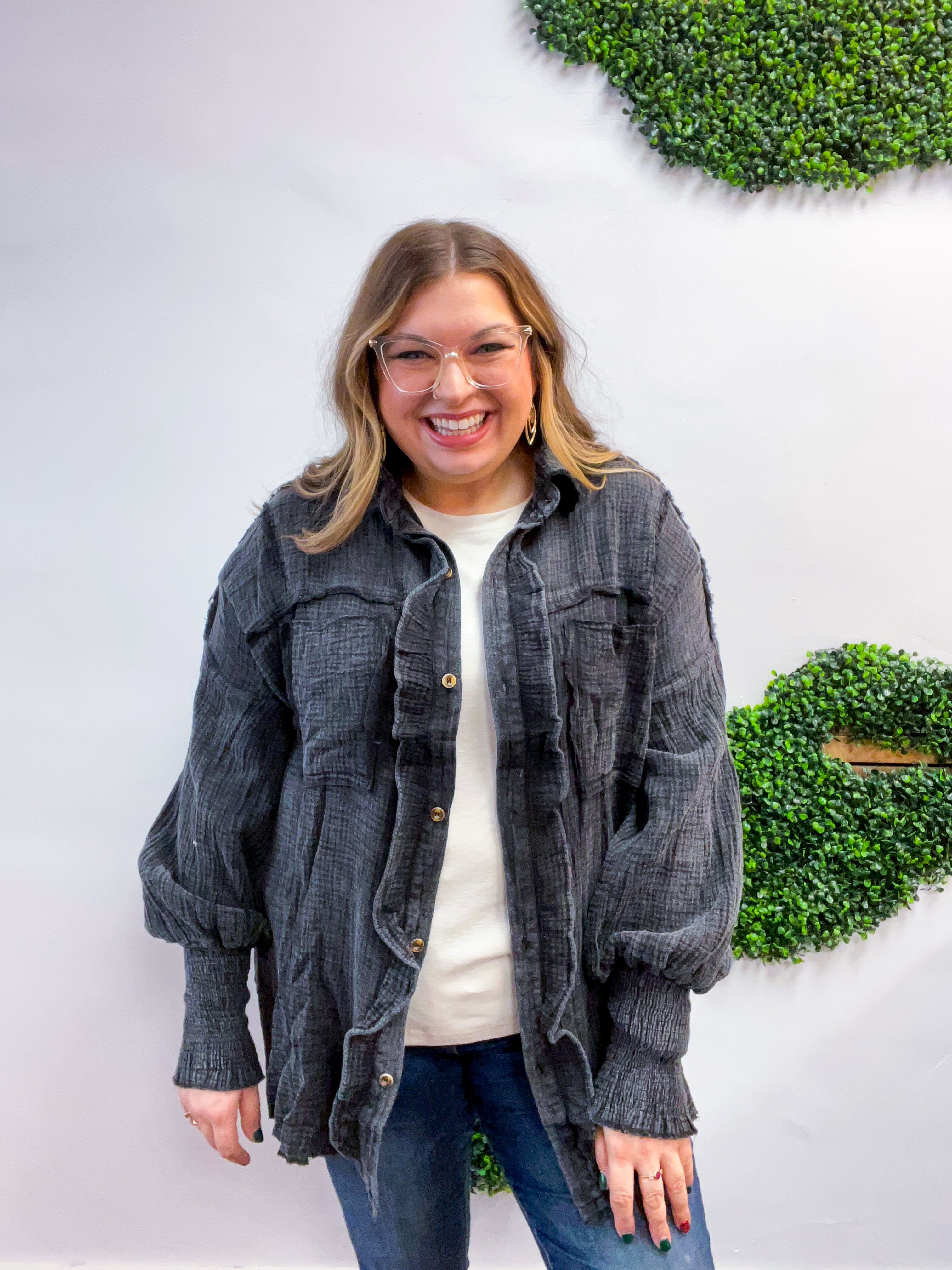 Rustic Ruffles Shacket in Black