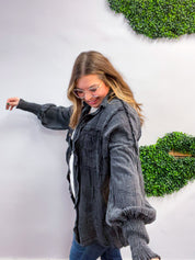 Rustic Ruffles Shacket in Black
