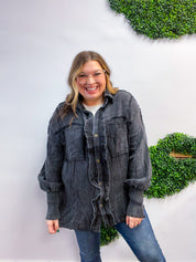 Rustic Ruffles Shacket in Black