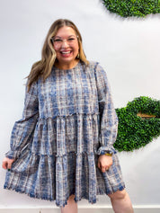 Navy Nights Plaid Dress