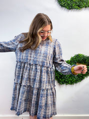 Navy Nights Plaid Dress