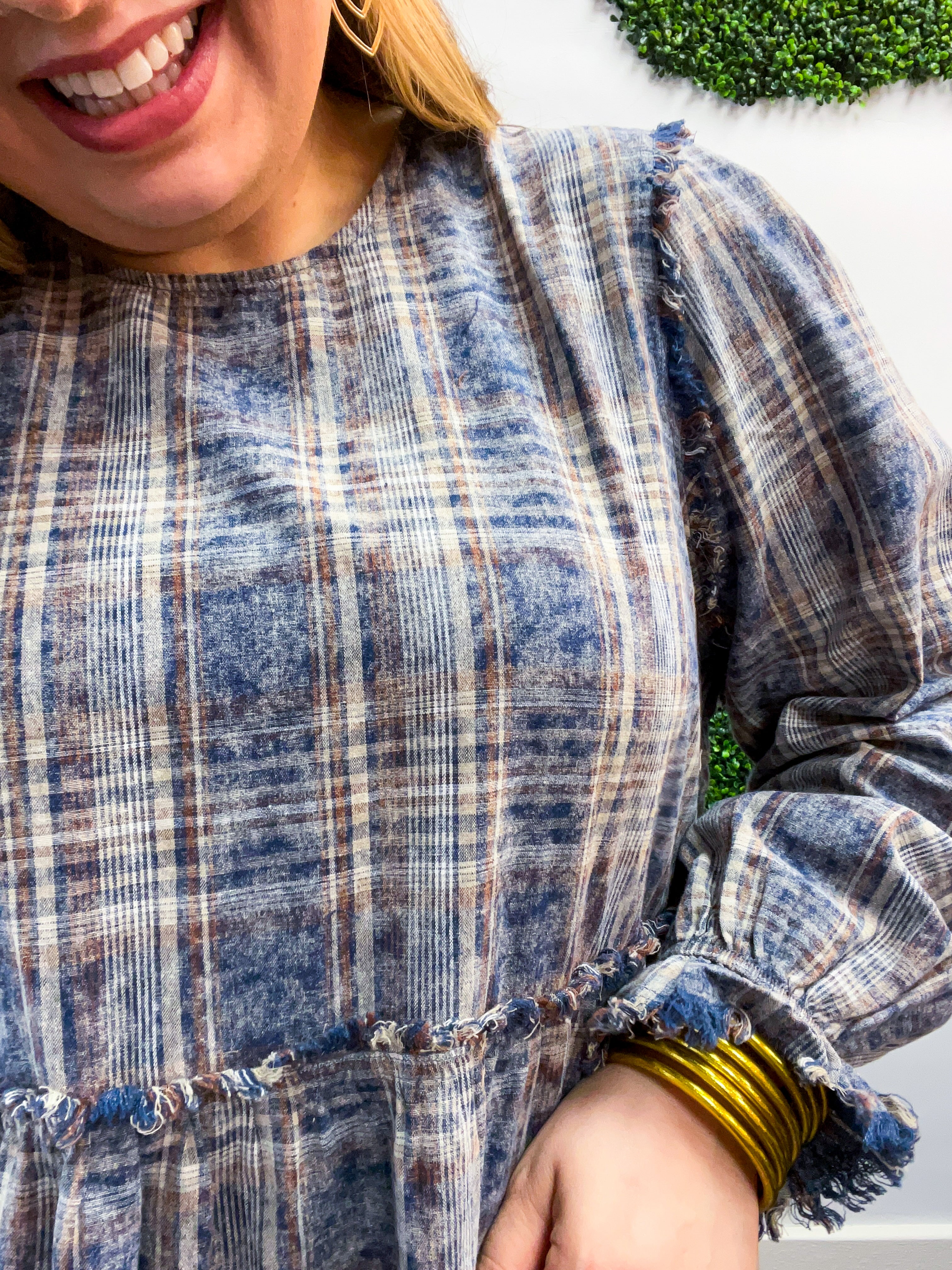 Navy Nights Plaid Dress