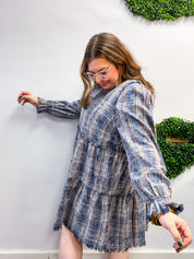 Navy Nights Plaid Dress