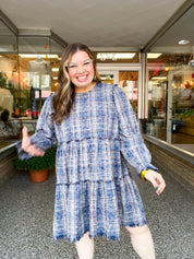 Navy Nights Plaid Dress