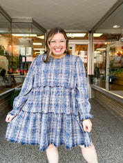 Navy Nights Plaid Dress