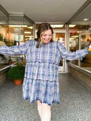 Navy Nights Plaid Dress