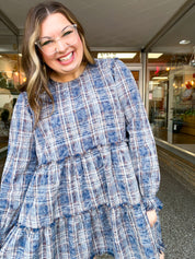 Navy Nights Plaid Dress