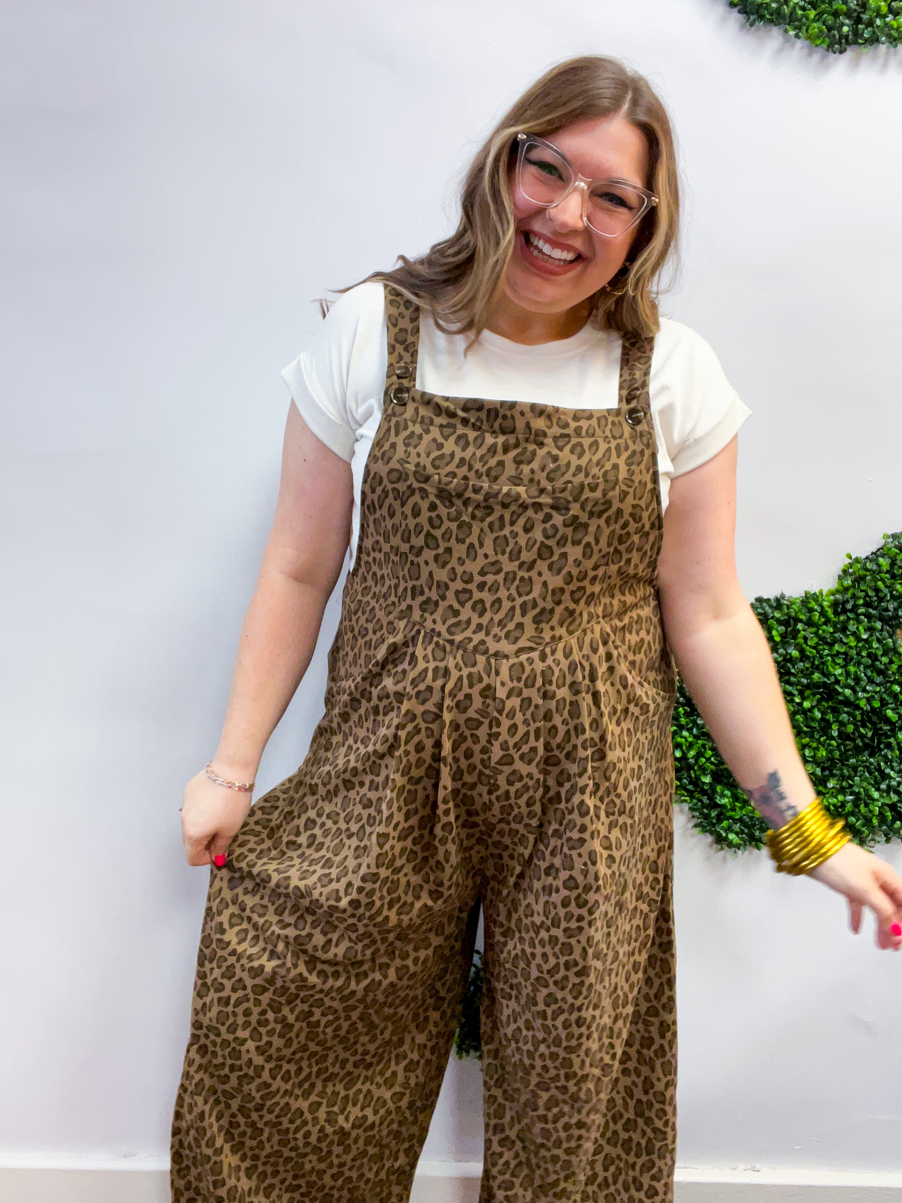 Spotted & Styled Animal Print Overalls