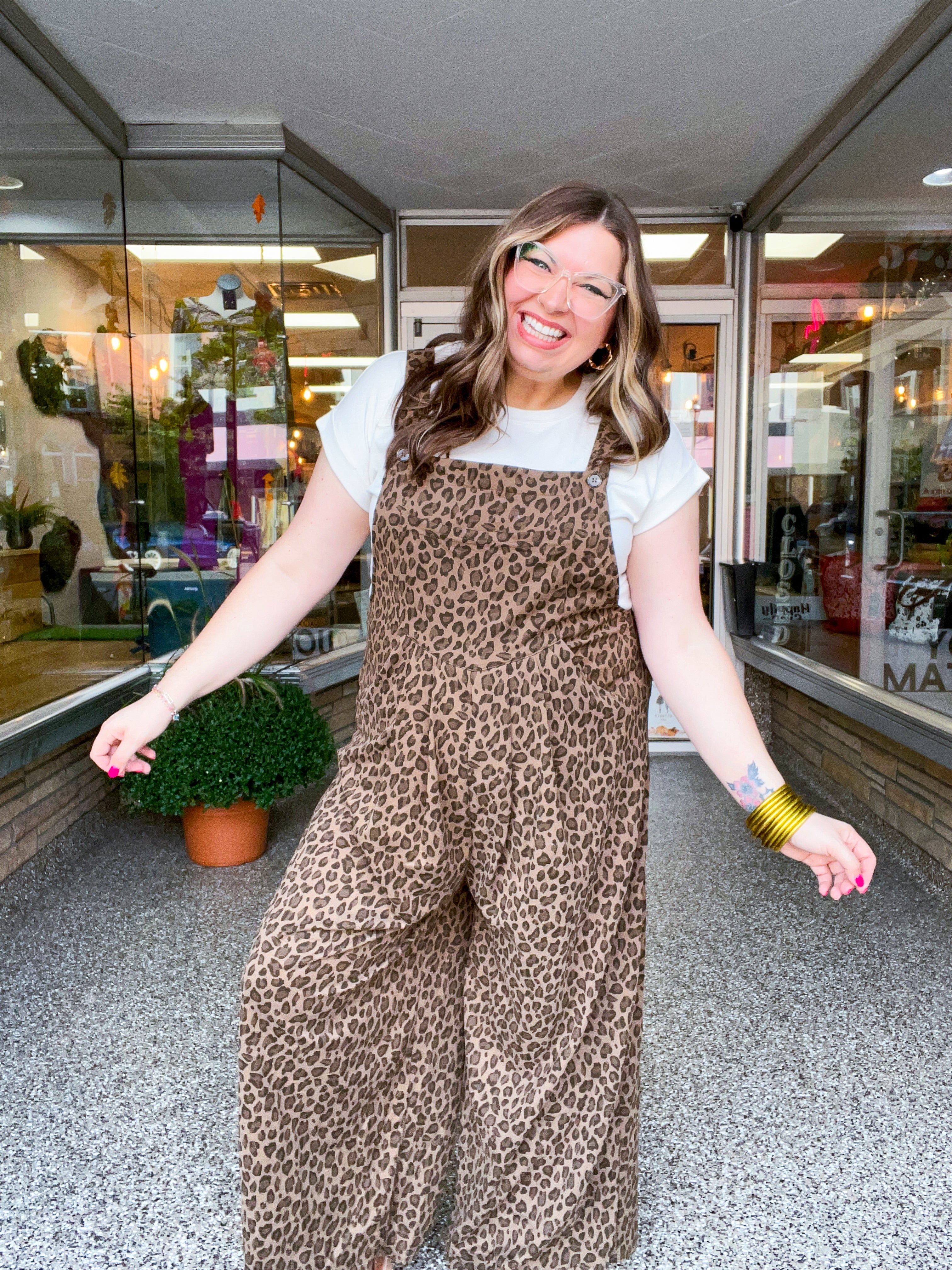 Spotted & Styled Animal Print Overalls