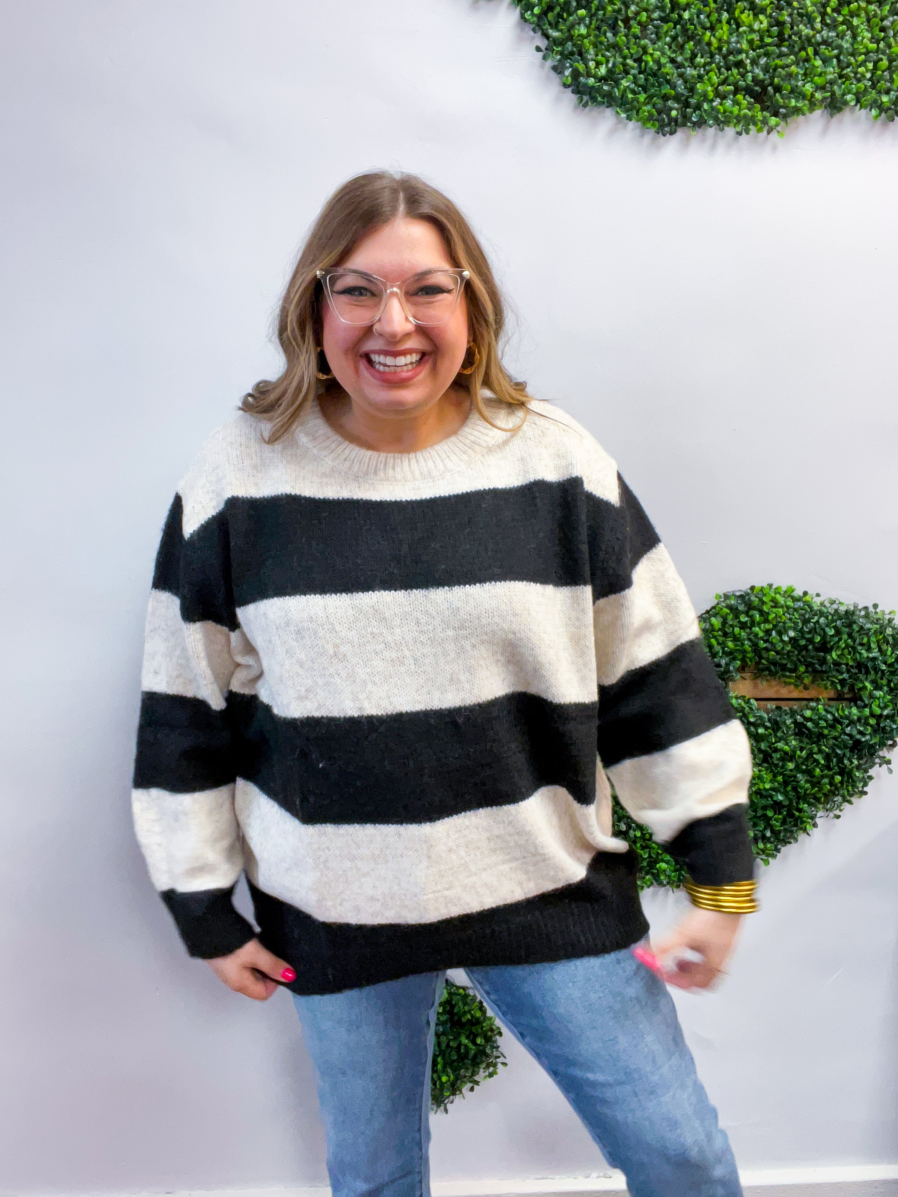 Cozy Contrast Stripe Sweater