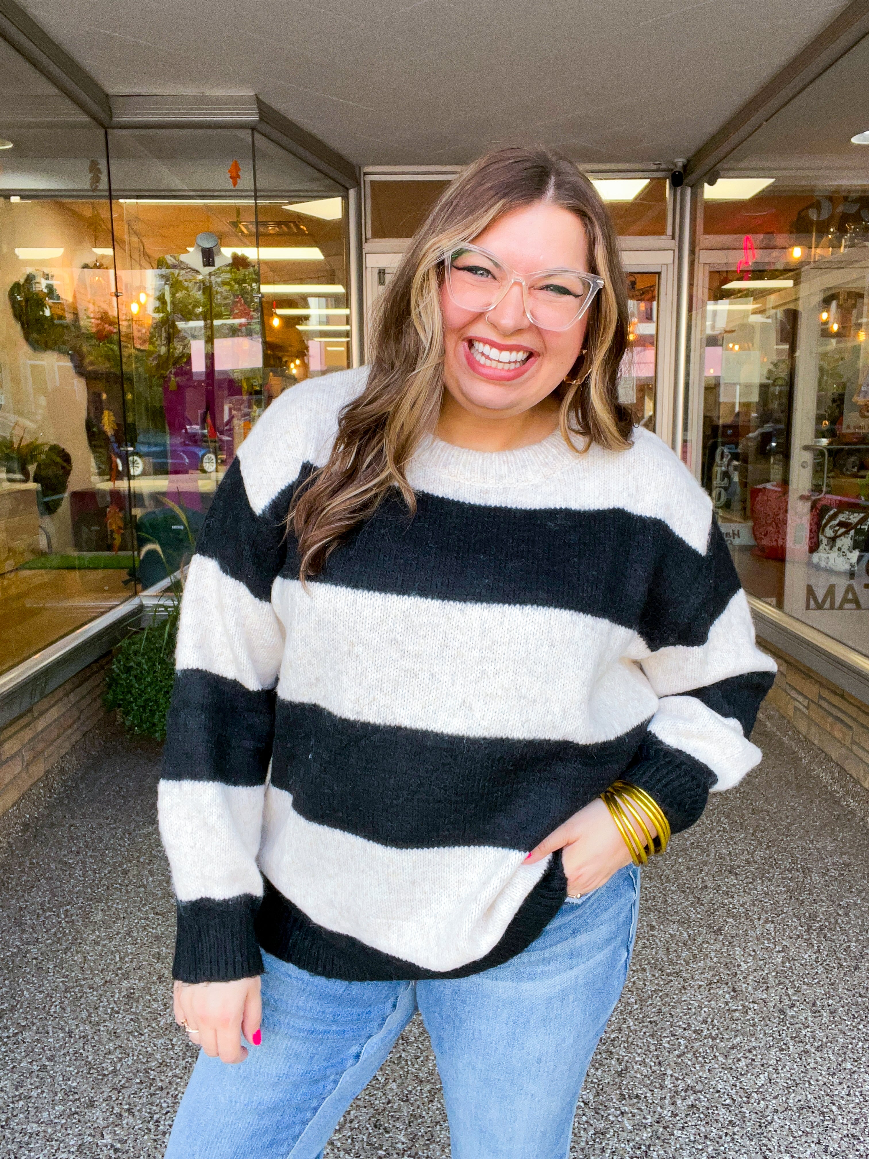Cozy Contrast Stripe Sweater