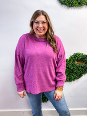 Meadow Ridge Drop Shoulder Sweater in Plum