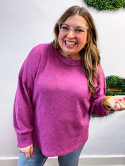 Meadow Ridge Drop Shoulder Sweater in Plum