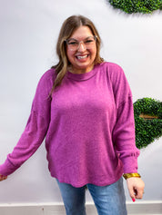 Meadow Ridge Drop Shoulder Sweater in Plum