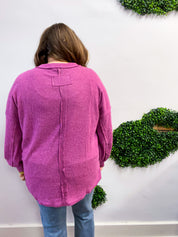 Meadow Ridge Drop Shoulder Sweater in Plum