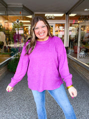 Meadow Ridge Drop Shoulder Sweater in Plum