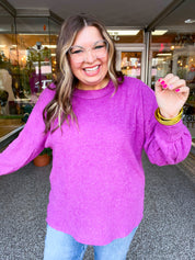 Meadow Ridge Drop Shoulder Sweater in Plum