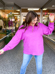 Meadow Ridge Drop Shoulder Sweater in Plum
