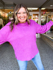 Meadow Ridge Drop Shoulder Sweater in Plum