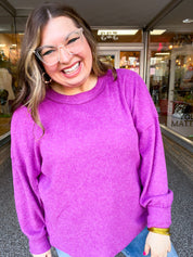 Meadow Ridge Drop Shoulder Sweater in Plum