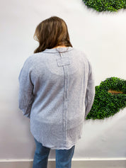 Meadow Ridge Drop Shoulder Sweater in Heather Grey