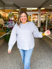Meadow Ridge Drop Shoulder Sweater in Heather Grey
