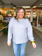 Meadow Ridge Drop Shoulder Sweater in Heather Grey
