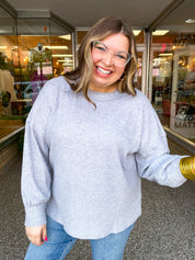 Meadow Ridge Drop Shoulder Sweater in Heather Grey