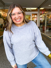 Meadow Ridge Drop Shoulder Sweater in Heather Grey