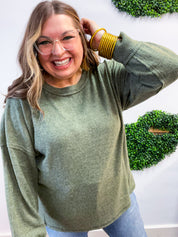 Meadow Ridge Drop Shoulder Sweater in Olive